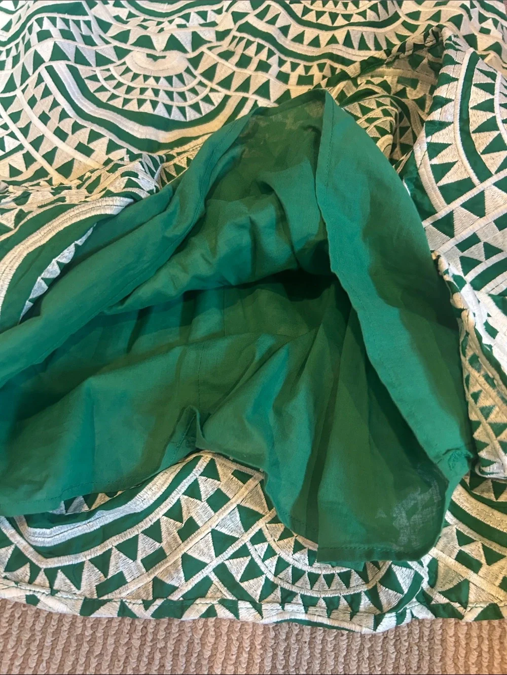 NWT Adelyn Rae Emerald and Cream Geometric Square-Neck crochet Midi Dress L - Picture 10 of 16